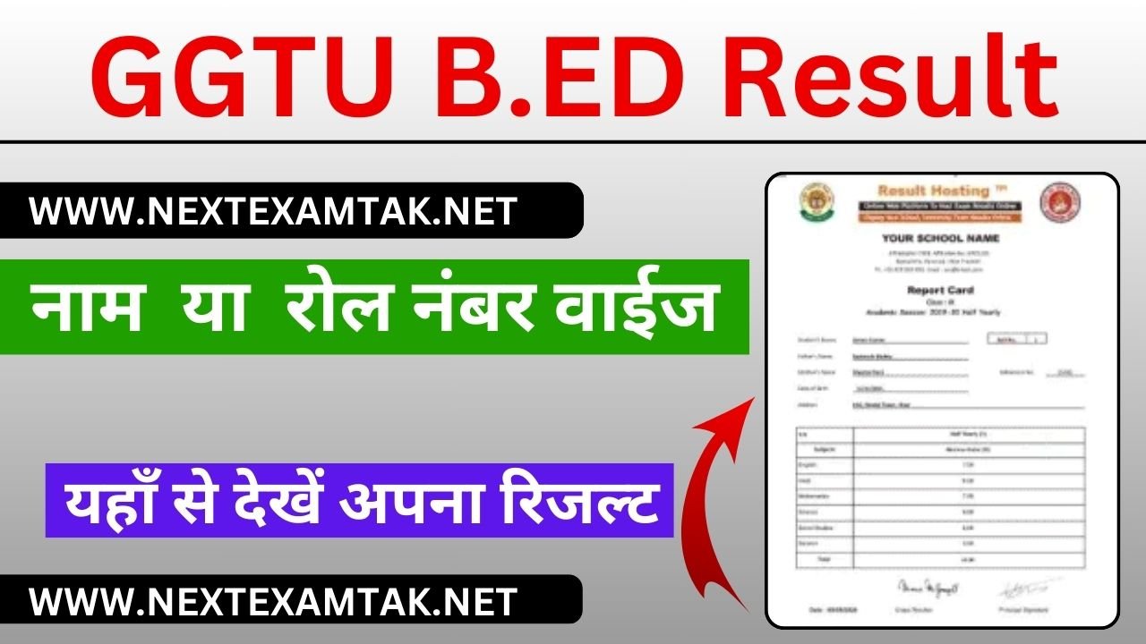 GGTU Bed Result 2024 1st, 2nd Year GGTU Banswara B.ed Result Check Name ...