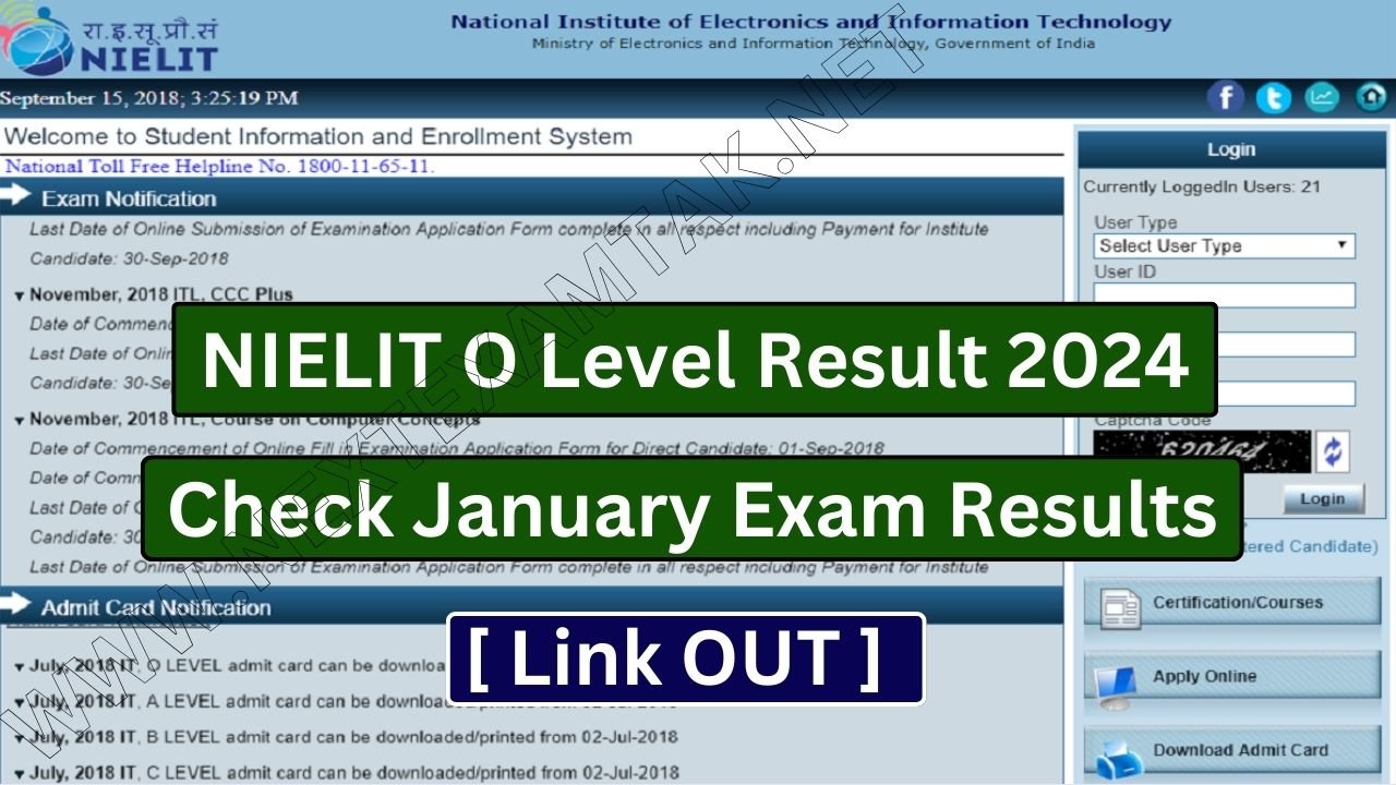 NIELIT O Level Result 2024 [ Link OUT ], Check January Exam Results